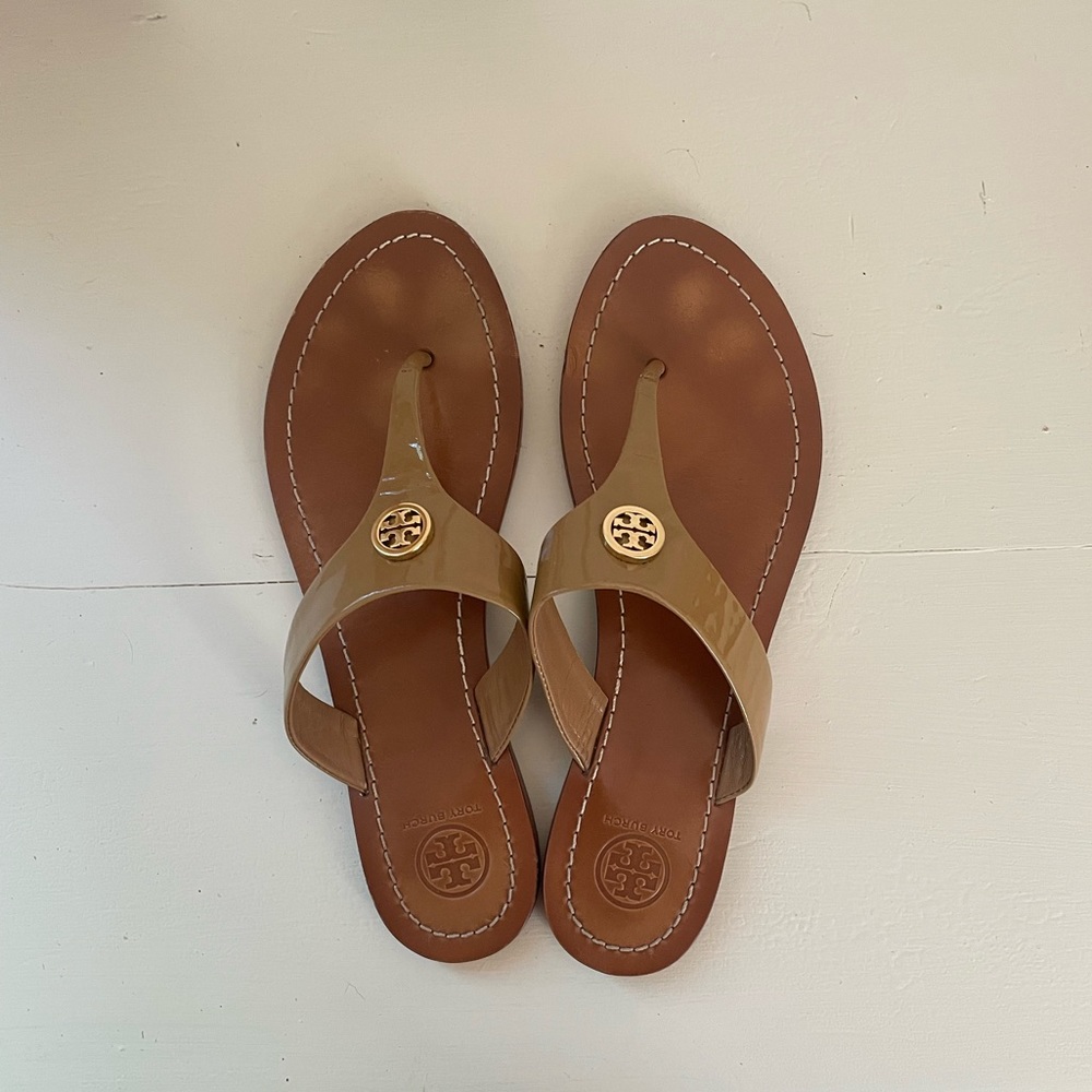 Tory Burch Cameron Tan Thong Sandals